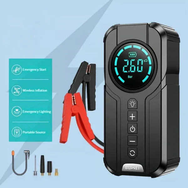 جهاز تشغيل Jump Starter مزود بمضخة هواء Hixalifing™ مع منفاخ هواء